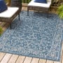JONATHAN Y Lighting Santa Monica 5-1/4' x 7-1/2' Polypropylene Geometric Indoor/Outdoor Rectangular Area Rug Navy / Gray