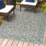 JONATHAN Y Lighting Santa Monica 5-1/4' x 7-1/2' Polypropylene Geometric Indoor/Outdoor Rectangular Area Rug Gray / Teal