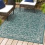JONATHAN Y Lighting Santa Monica 5-1/4' x 7-1/2' Polypropylene Geometric Indoor/Outdoor Rectangular Area Rug Teal / Gray