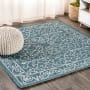 JONATHAN Y Lighting Santa Monica 5-1/4' x 5-1/4' Polypropylene Vintage Indoor/Outdoor Area Rug Teal / Gray