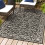 JONATHAN Y Lighting Santa Monica 5-1/4' x 7-1/2' Polypropylene Geometric Indoor/Outdoor Rectangular Area Rug Black / Gray