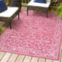 JONATHAN Y Lighting Santa Monica 5-1/4' x 7-1/2' Polypropylene Geometric Indoor/Outdoor Rectangular Area Rug Fuchsia / Light Gray