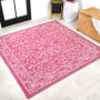 JONATHAN Y Lighting Santa Monica 5-1/4' x 5-1/4' Polypropylene Vintage Indoor/Outdoor Area Rug Fuchsia / Light Gray