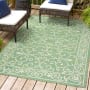 JONATHAN Y Lighting Santa Monica 5-1/4' x 7-1/2' Polypropylene Geometric Indoor/Outdoor Rectangular Area Rug Green / Ivory