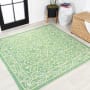 JONATHAN Y Lighting Santa Monica 5-1/4' x 5-1/4' Polypropylene Vintage Indoor/Outdoor Area Rug Cream / Green