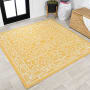 JONATHAN Y Lighting Santa Monica 5-1/4' x 5-1/4' Polypropylene Vintage Indoor/Outdoor Area Rug Yellow / Cream