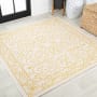 JONATHAN Y Lighting Santa Monica 5-1/4' x 5-1/4' Polypropylene Vintage Indoor/Outdoor Area Rug Cream / Yellow