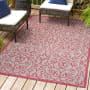 JONATHAN Y Lighting Santa Monica 9' x 12' Polypropylene Vintage Indoor/Outdoor Area Rug Light Gray / Fuchsia