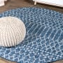 JONATHAN Y Lighting Santa Monica 9' x 9' Polypropylene Moroccan & Tribal Indoor/Outdoor Round Area Rug Navy / Light Gray