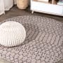 JONATHAN Y Lighting Santa Monica 9' x 9' Polypropylene Moroccan & Tribal Indoor/Outdoor Round Area Rug Light Gray / Black