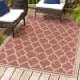 JONATHAN Y Lighting Santa Monica 5-1/4' x 7-1/2' Polypropylene Border, Geometric, and Trellis Indoor/Outdoor Rectangular Area Rug Red / Beige