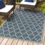 JONATHAN Y Lighting Santa Monica 5-1/4' x 7-1/2' Polypropylene Border, Geometric, and Trellis Indoor/Outdoor Rectangular Area Rug Navy / Gray