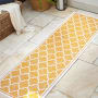 JONATHAN Y Lighting Santa Monica 2-1/4' x 8' Polypropylene Moroccan & Tribal Indoor/Outdoor Runner Yellow / Cream