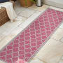 JONATHAN Y Lighting Santa Monica 2-1/4' x 8' Polypropylene Moroccan & Tribal Indoor/Outdoor Runner Fuchsia / Light Gray
