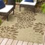 JONATHAN Y Lighting Santa Monica 4' x 6' Polypropylene Botanical Indoor/Outdoor Rectangular Area Rug Sage / Brown