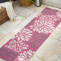 JONATHAN Y Lighting Santa Monica 2-1/4' x 10' Polypropylene Botanical Indoor/Outdoor Runner Fuchsia / Light Gray
