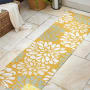 JONATHAN Y Lighting Santa Monica 2-1/4' x 10' Polypropylene Botanical Indoor/Outdoor Runner Yellow / Cream