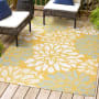 JONATHAN Y Lighting Santa Monica 4' x 6' Polypropylene Botanical Indoor/Outdoor Rectangular Area Rug Yellow / Cream