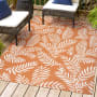 JONATHAN Y Lighting Santa Monica 4' x 6' Polypropylene Botanical Indoor/Outdoor Rectangular Area Rug Orange / Cream