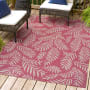 JONATHAN Y Lighting Santa Monica 4' x 6' Polypropylene Botanical Indoor/Outdoor Rectangular Area Rug Fuchsia / Light Gray