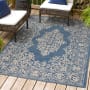 JONATHAN Y Lighting SANTA MONICA 3' x 5' Polypropylene Traditional Indoor/Outdoor Area Rug Blue / Beige