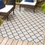 JONATHAN Y Lighting SANTA MONICA 7-3/4' x 10' Polypropylene Geometric Indoor/Outdoor Area Rug Beige / Navy