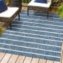 JONATHAN Y Lighting Santa Monica 7-3/4' x 10' Polypropylene Geometric, Moroccan & Tribal, and Striped Indoor/Outdoor Area Rug Blue / Ivory