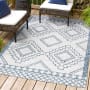 JONATHAN Y Lighting Santa Monica 4' x 6' Polypropylene Geometric and Moroccan & Tribal Indoor/Outdoor Area Rug Ivory / Blue