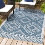 JONATHAN Y Lighting Santa Monica 4' x 6' Polypropylene Geometric and Moroccan & Tribal Indoor/Outdoor Area Rug Blue / Ivory