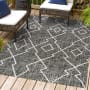 JONATHAN Y Lighting Santa Monica 5-1/4' x 7-1/2' Polypropylene Geometric, Moroccan & Tribal, and Trellis Indoor/Outdoor Area Rug Black / Ivory
