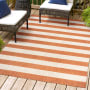 JONATHAN Y Lighting Santa Monica 7-3/4' x 10' Polypropylene Striped Indoor/Outdoor Rectangular Area Rug Orange / Beige