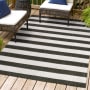 JONATHAN Y Lighting Santa Monica 7-3/4' x 10' Polypropylene Striped Indoor/Outdoor Rectangular Area Rug Black / Cream