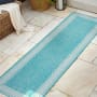 JONATHAN Y Lighting Santa Monica 2' x 8' Polypropylene Border Indoor/Outdoor Runner Aqua / Light Gray