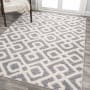 JONATHAN Y Lighting Santa Theresa 4' x 6' Shag Polypropylene Trellis Indoor Rectangular Area Rug Cream / Gray