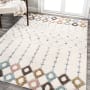 JONATHAN Y Lighting Santa Theresa 4' x 6' Shag Polypropylene Moroccan & Tribal and Trellis Indoor Rectangular Area Rug Multi / Cream
