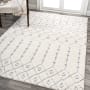 JONATHAN Y Lighting Santa Theresa 4' x 6' Shag Polypropylene Moroccan & Tribal and Trellis Indoor Rectangular Area Rug Cream / Gray