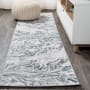 JONATHAN Y Lighting Silk Orchid 2' x 10' Polypropylene Abstract Indoor Runner Gray / Turquoise
