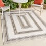 JONATHAN Y Lighting Savannah 3-1/4' x 5' Polypropylene Border and Striped Indoor/Outdoor Rectangular Area Rug Black / Cream