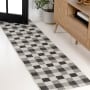 JONATHAN Y Lighting Tuscan Sun 2' x 7-3/4' Geometric, Plaid, Traditional, and Transitional Indoor/Outdoor Runner Black / Cream