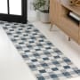 JONATHAN Y Lighting Tuscan Sun 2' x 7-3/4' Geometric, Plaid, Traditional, and Transitional Indoor/Outdoor Runner Navy / Cream