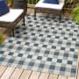 JONATHAN Y Lighting Tuscan Sun 7-3/4' x 10' Polypropylene Geometric and Plaid Indoor/Outdoor Area Rug Navy / Cream