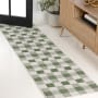 JONATHAN Y Lighting Tuscan Sun 2' x 7-3/4' Geometric, Plaid, Traditional, and Transitional Indoor/Outdoor Runner Green / Cream
