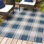 JONATHAN Y Lighting Tuscan Sun 7-3/4' x 10' Polypropylene Geometric and Plaid Indoor/Outdoor Area Rug Navy / Cream