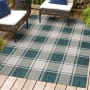 JONATHAN Y Lighting Tuscan Sun 7-3/4' x 10' Polypropylene Geometric and Plaid Indoor/Outdoor Area Rug Turquoise / Cream