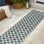 JONATHAN Y Lighting Tuscan Sun 2' x 7-3/4' Geometric and Traditional Indoor/Outdoor Runner Turquoise / Cream