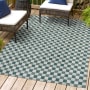 JONATHAN Y Lighting Tuscan Sun 4' x 6' Polypropylene Geometric and Plaid Indoor/Outdoor Area Rug Turquoise / Cream