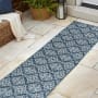 JONATHAN Y Lighting Tuscan Sun 2' x 7-3/4' Flowers, Traditional, Trellis, and Vintage Indoor/Outdoor Runner Navy / Cream