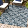 JONATHAN Y Lighting Tuscan Sun 7-3/4' x 10' Flowers, Traditional, Trellis, and Vintage Indoor/Outdoor Rectangular Area Rug Navy / Cream