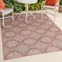 JONATHAN Y Lighting Tuscan Sun 7-3/4' x 10' Flowers, Traditional, Trellis, and Vintage Indoor/Outdoor Rectangular Area Rug Salmon / Cream