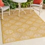 JONATHAN Y Lighting Tuscan Sun 7-3/4' x 10' Flowers, Traditional, Trellis, and Vintage Indoor/Outdoor Rectangular Area Rug Yellow / Cream